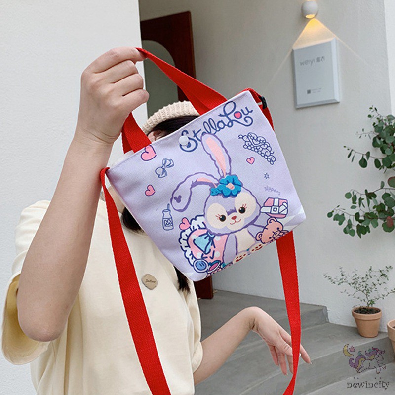 Túi Xách Đeo Vai Vải Bạt Họa Tiết Hoạt Hình Phong Cách Hàn Quốc Đáng Yêu Dành Cho Trẻ