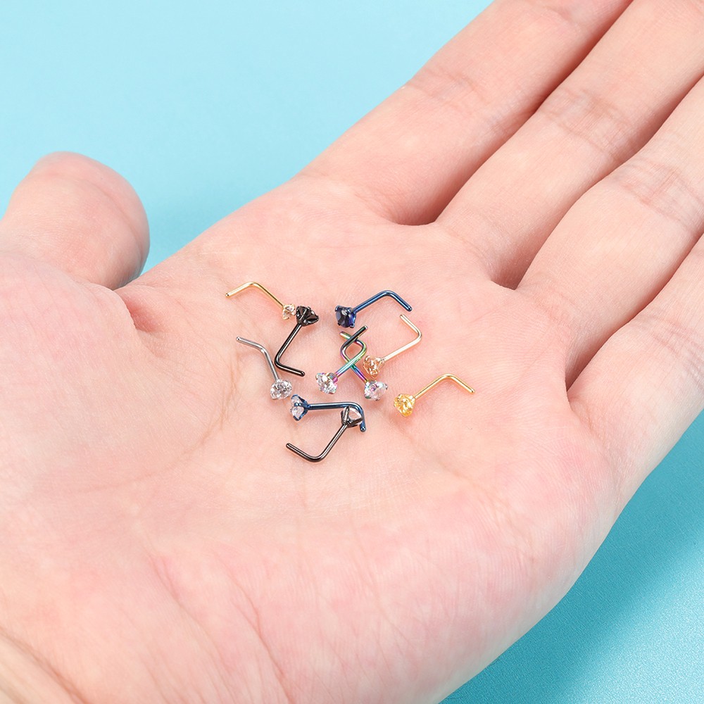 Bộ 10 khuyên xỏ mũi bằng thép không gỉ nhiều màu sắc thời trang 20g