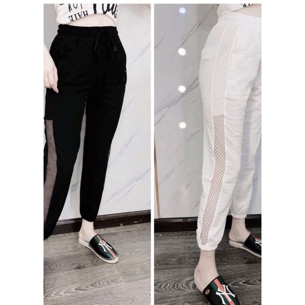 Quần Jogger đũi phối lưới