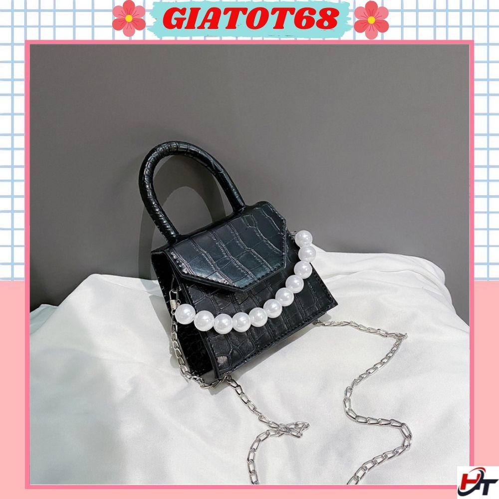 Túi xách tay, đeo chéo mini kèm dây ngọc Gatot68 564
