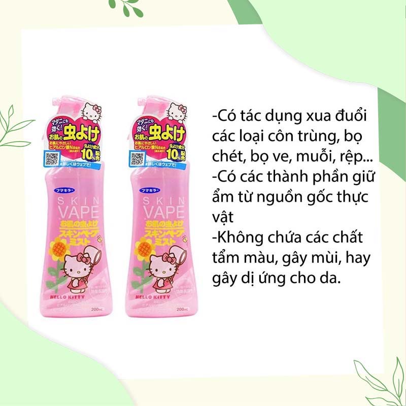 Xịt chống muỗi và côn trùng Skin Vape Nhật Bản 200ml  🌸 Chống muỗi cho bé và người lớn suốt 8h
