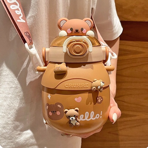 Bình giữ nhiệt cho bé cute hoạt hình inox 316 dung tích 780ml kiểu dáng dễ thương quà tặng khắc tên