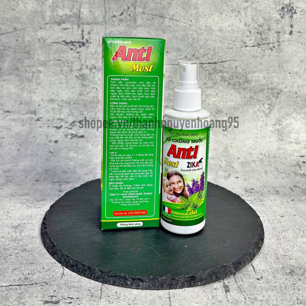 Xịt chống muỗi ANTI MOST ZIKA, xua đuổi côn trùng, tránh muỗi đốt cho bé yêu- chai 99ml