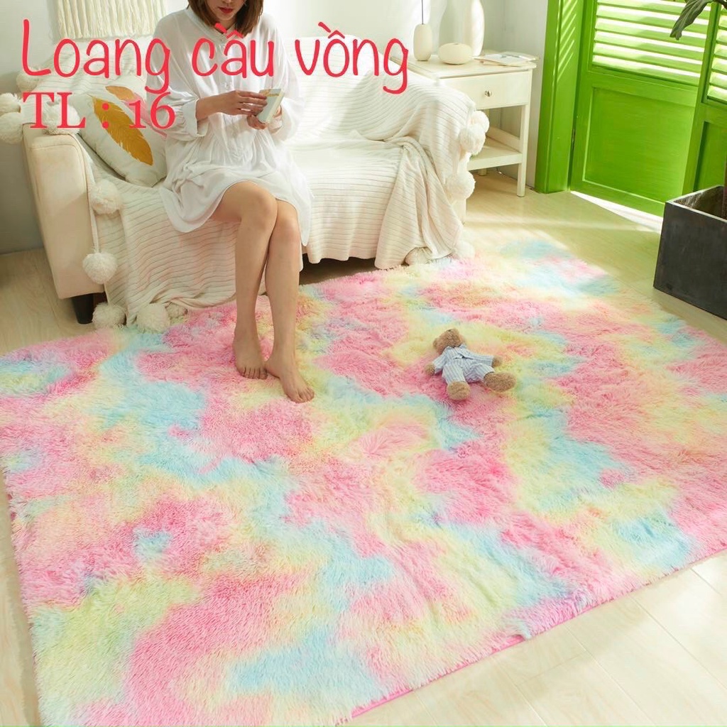 Thảm lông cao cấp hàng nhập khẩu loại 1, lông mềm mượt trải phòng khách, decor phòng, kích thước 1m6*2m
