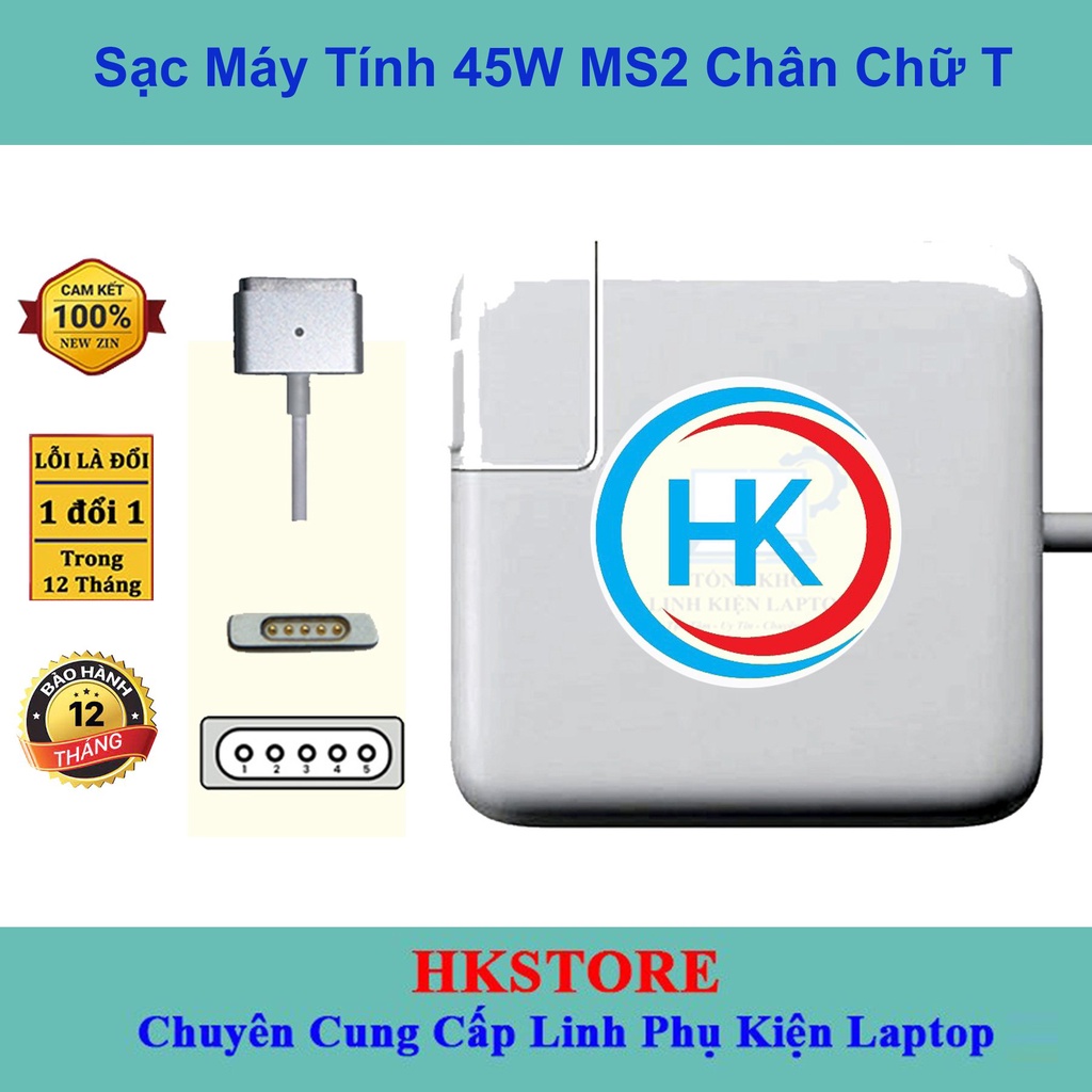 Sạc Máy Tính Pro Air 45W MS2 Chân Chữ T Dùng Cho Các Đời Máy 2012 2013 2014 2015 2016 2017