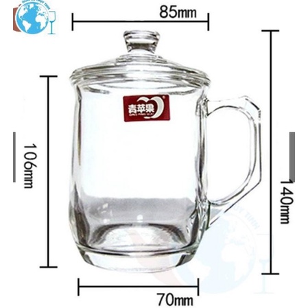 Ca cốc nắp thủy tinh chịu nhiệt 385ml