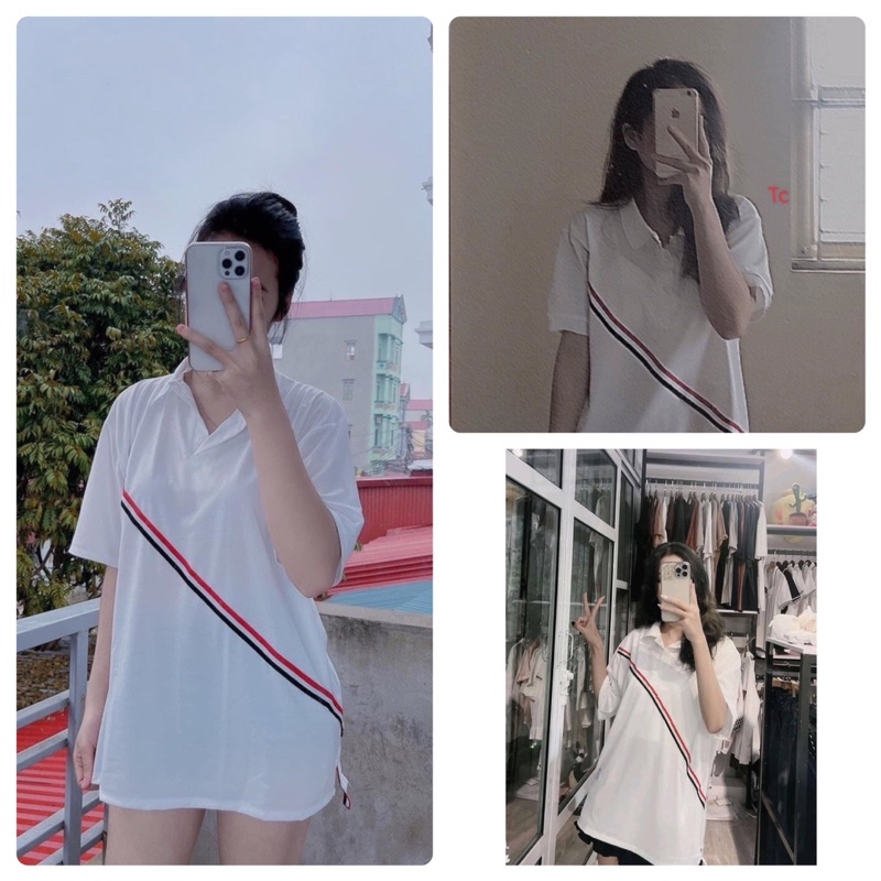 [Rẻ vô địch] Áo thun có cổ , áo polo viền chéo ba sọc freesize dành cho nam và nữ