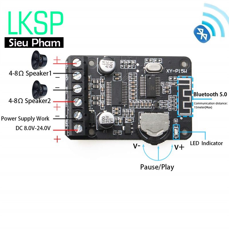 Mạch Khuếch Đại Âm Thanh Bluetooth XY-P15W