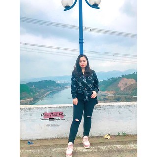 Quần kaki rách gối cạp cao
