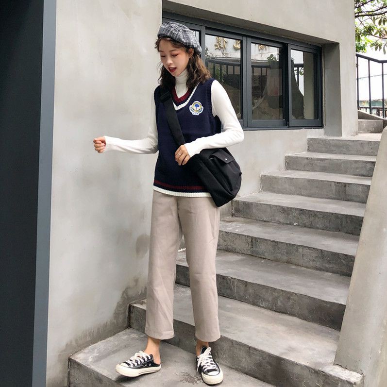 Áo len không tay cổ chữ v thời trang mùa thu trẻ trung cho nữ | BigBuy360 - bigbuy360.vn