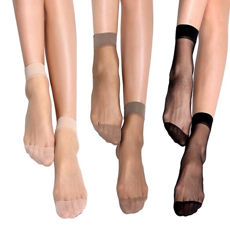 Set 10 Đôi Vớ Cổ Thấp Vải Lụa Xuyên Thấu Thoáng Khí Thời Trang Mùa Hè Cho Nữ