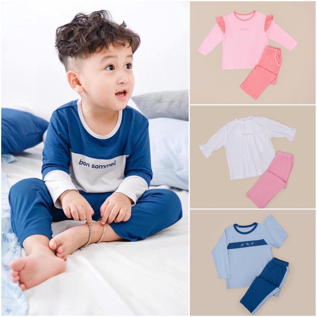 [CHÍNH HÃNG] Bộ dài tay chất Nu Doux pyjamas họa tiết trẻ em thu đông Nous