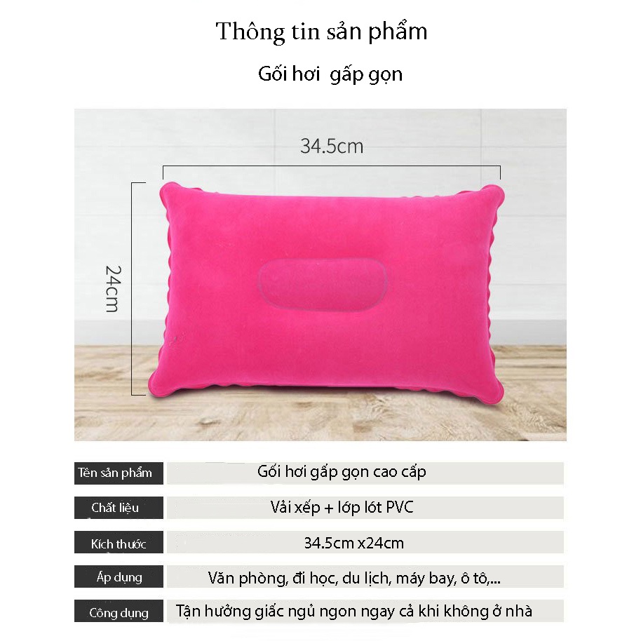 Gối hơi, gối ngủ văn phòng, du lịch cao cấp gấp gọn dã ngoại phượt leo núi kê cổ tựa lưng đi máy bay ô tô tiện lợi