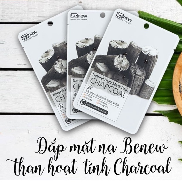 Mặt Nạ Benew Natural Herb Mask Pack Charcoal chiết xuất than hoạt tính làm sạch và thải độc 22ml