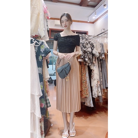 Áo xốp sóng lệch vai