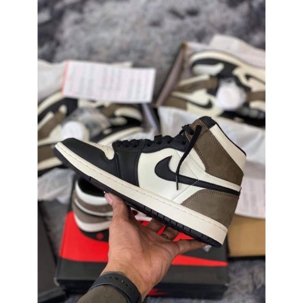 Giày Sneaker Jordan 1 Nâu Đen Cao Cổ, Giày JD1 Gót Nâu Cao Cổ Nam Nữ mới nhất