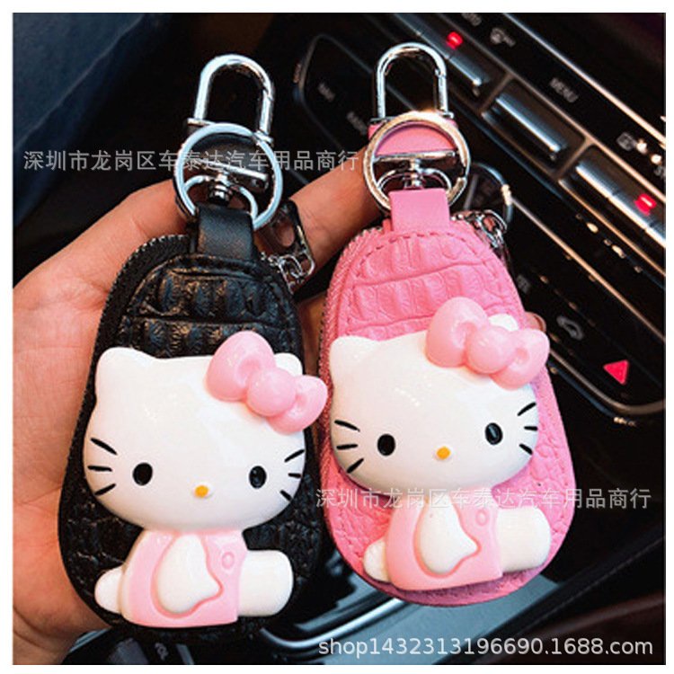 Túi đựng Chìa Khóa Xe ô tô,xe máy đoremon,kitty bằng da nhiều màu - bao khoá học sinh hàng đẹp giá rẻ