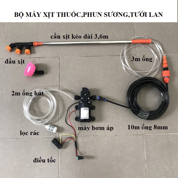 Bộ máy bơm mini dùng để tưới lan, phun thuốc