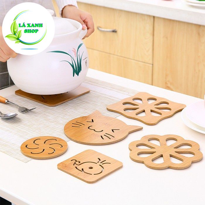 Miếng Lót Cốc, Ly, Tách CHẤT LIỆU GỖ Kiểu Mới (Size 9.5cm) - Lót Đồ Uống Trà, Cafe Cá Tính