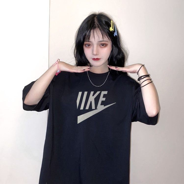 ☾✖2020 summer new Korean version of large size women s clothing loose 200 kg fat MM port Wind printed half-sleeved T-shirt female student trend