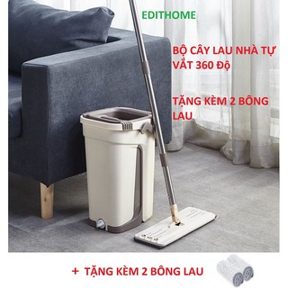 Bộ cây lau nhà Cao Cấp Mặt Lau Hình Chữ Nhật tặng kèm 2 bông lau
