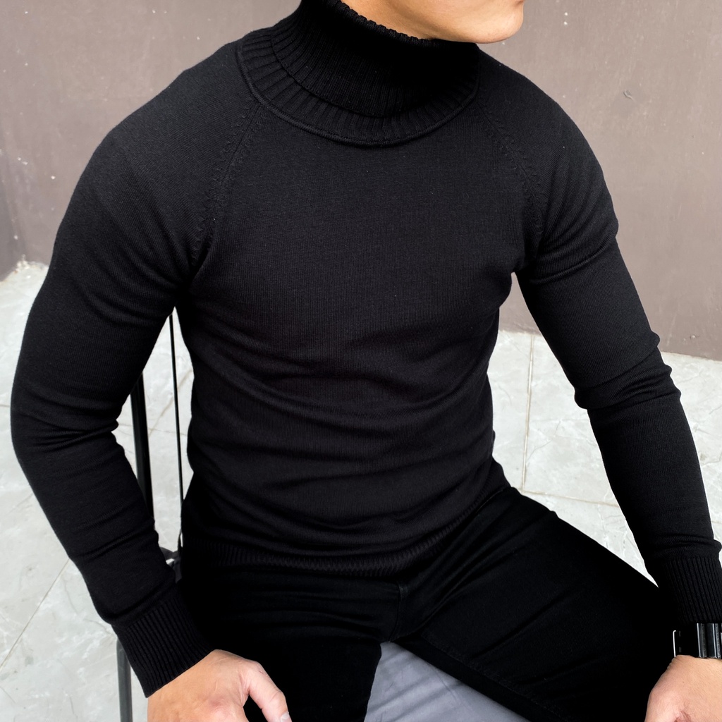 Áo Len cổ cao sợi len bản nhỏ form slimfit, tôn dáng người mặc