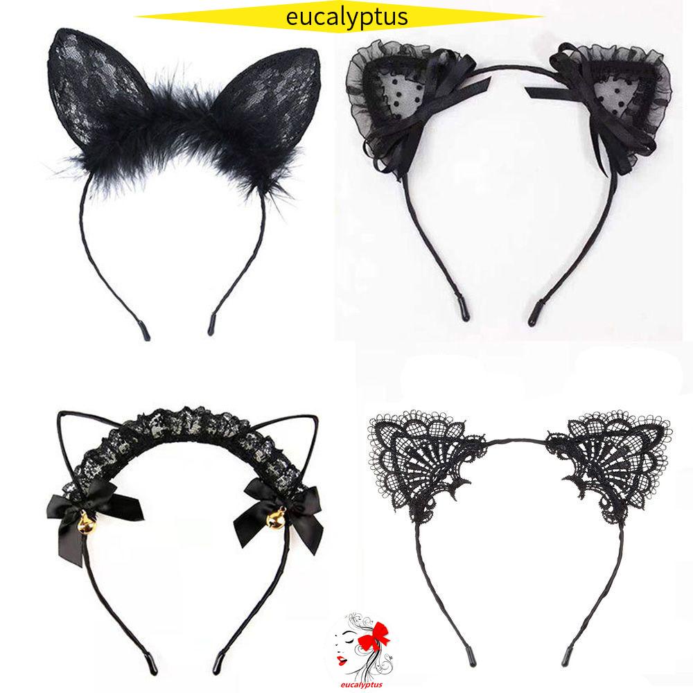 Băng Đô Ren Tai Mèo Hóa Trang Halloween Quyến Rũ Cho Nữ