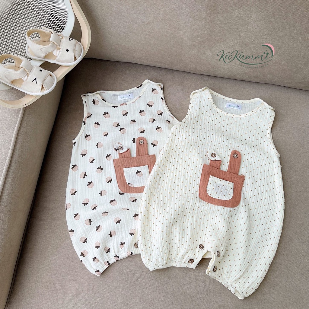 Body chip túi tai thỏ chất liệu xô Muslin 4 lớp (KM21-BD105)