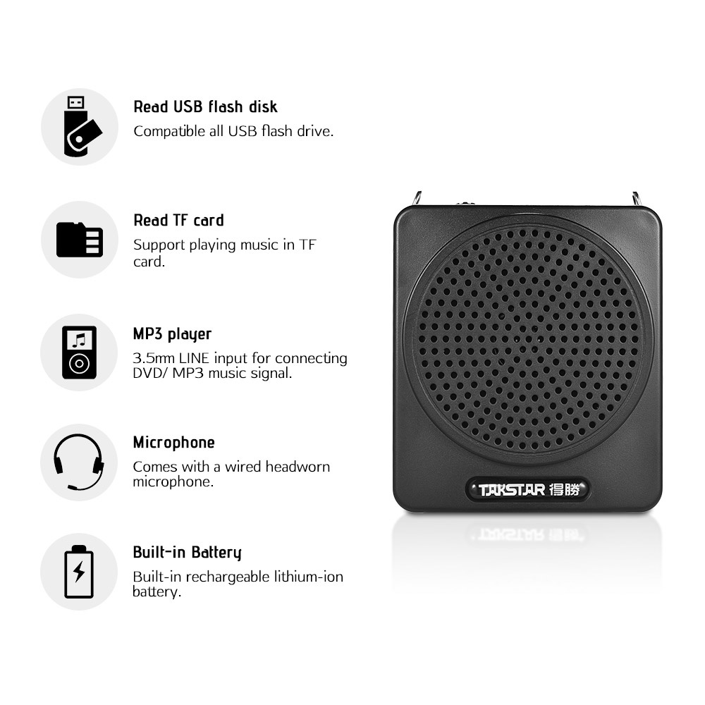 Bộ Khuếch Đại Âm Thanh TAKSTAR E180M 12W Đa Phương Tiện Di Động Có Dây Hỗ Trợ Thẻ Nhớ USB &amp; TF