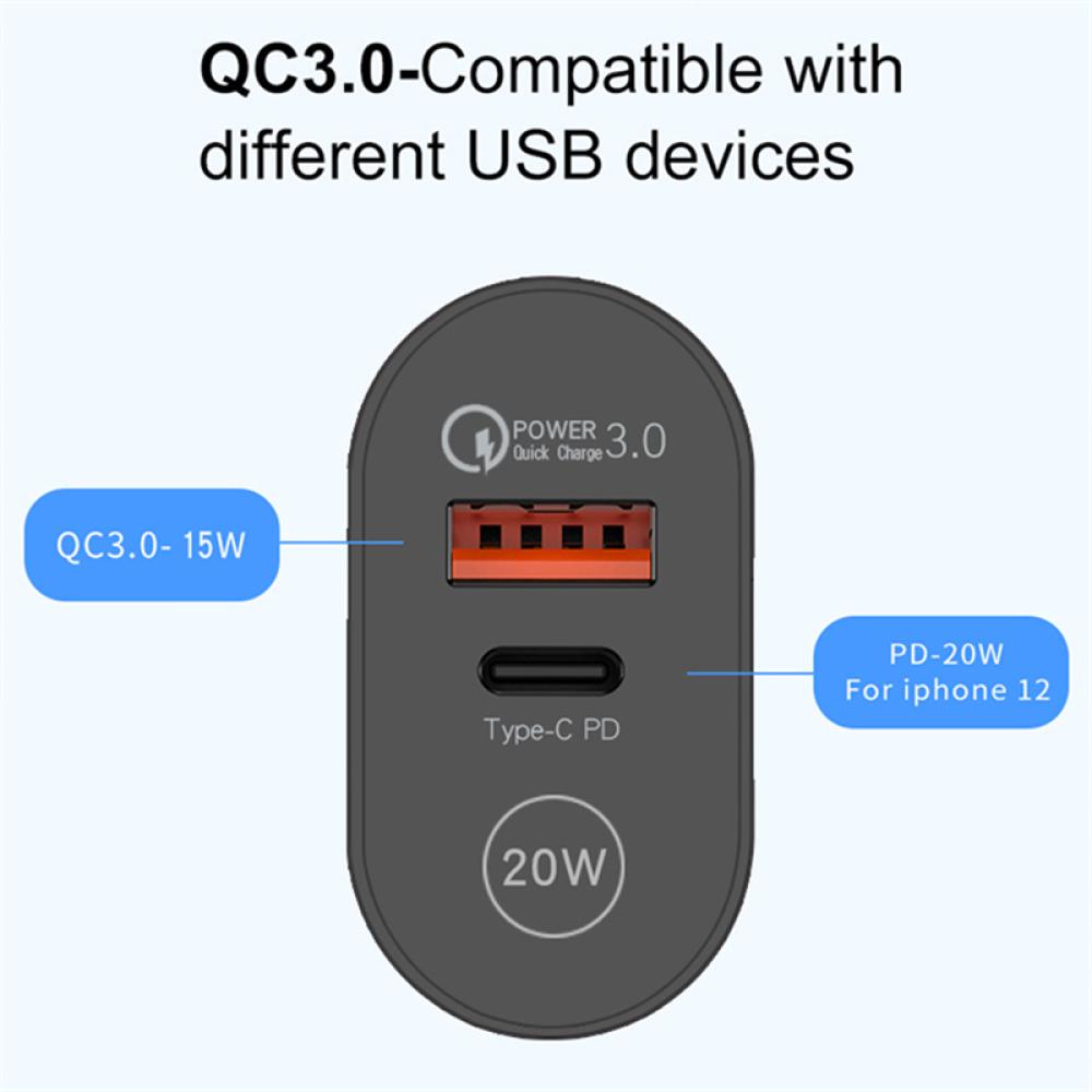Cốc Sạc Nhanh Cổng USB Type C O5T9 PD 20W QC 3.0 Hai Cổng Cho Điện Thoại