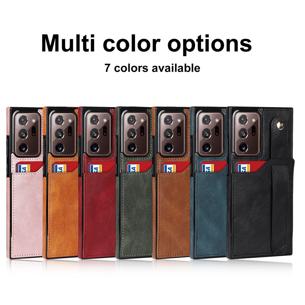 Ốp Điện Thoại Da Tích Hợp Ví Đựng Thẻ Có Dây Đeo Tay Kiểu Doanh Nhân Cho Samsung Galaxy Note 20 / Note 20 Ultra