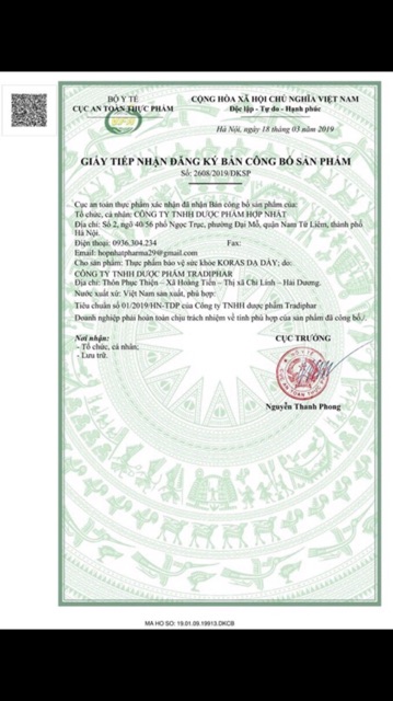 ✅  DẠ DÀY KORAS - Hỗ trợ trào ngược dạ dày, HP Dạ dày