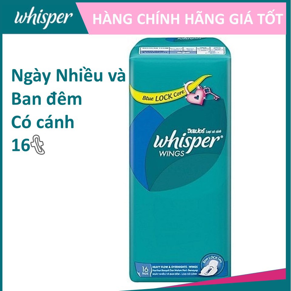 COMBO 3 Băng vệ sinh Whisper Ngày nhiều &amp; đêm 16 miếng x3