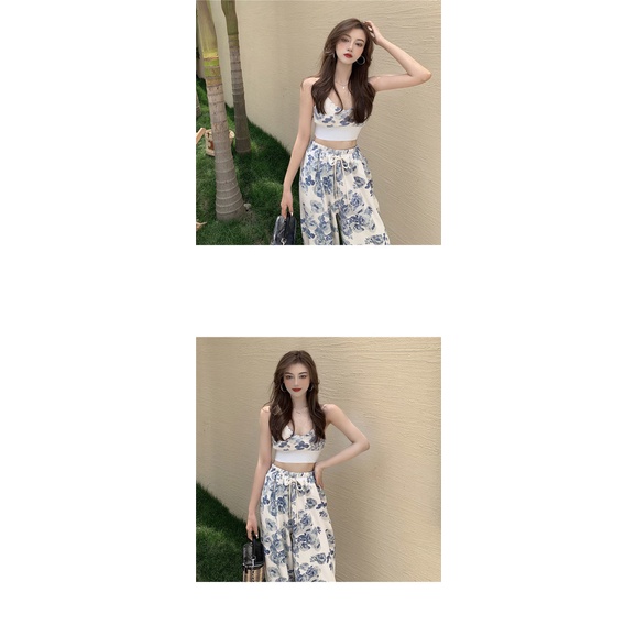 Camellia flower printed elastic sportswear casual pants women's loose spring and summer retro minority high waist slim Leggings