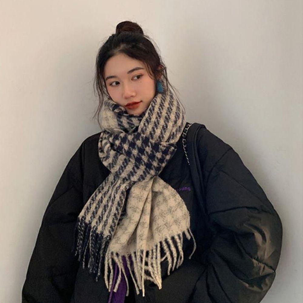 Khăn Choàng Cổ Họa Tiết Sọc Lưới Thời Trang Thu Đông Cho Nam Và Nữ
