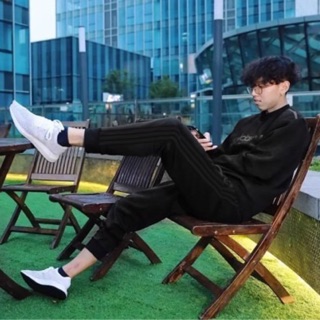 Quần Jogger thun Das 3 sọc màu đen - Nam nữ đều mặc được