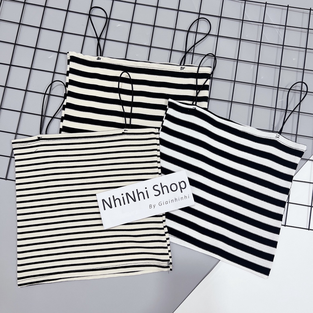 Áo 2 dây sọc ngang dây bún mảnh sexxy, Áo kiểu hai dây dáng ôm AT0712 - NhiNhi Shop