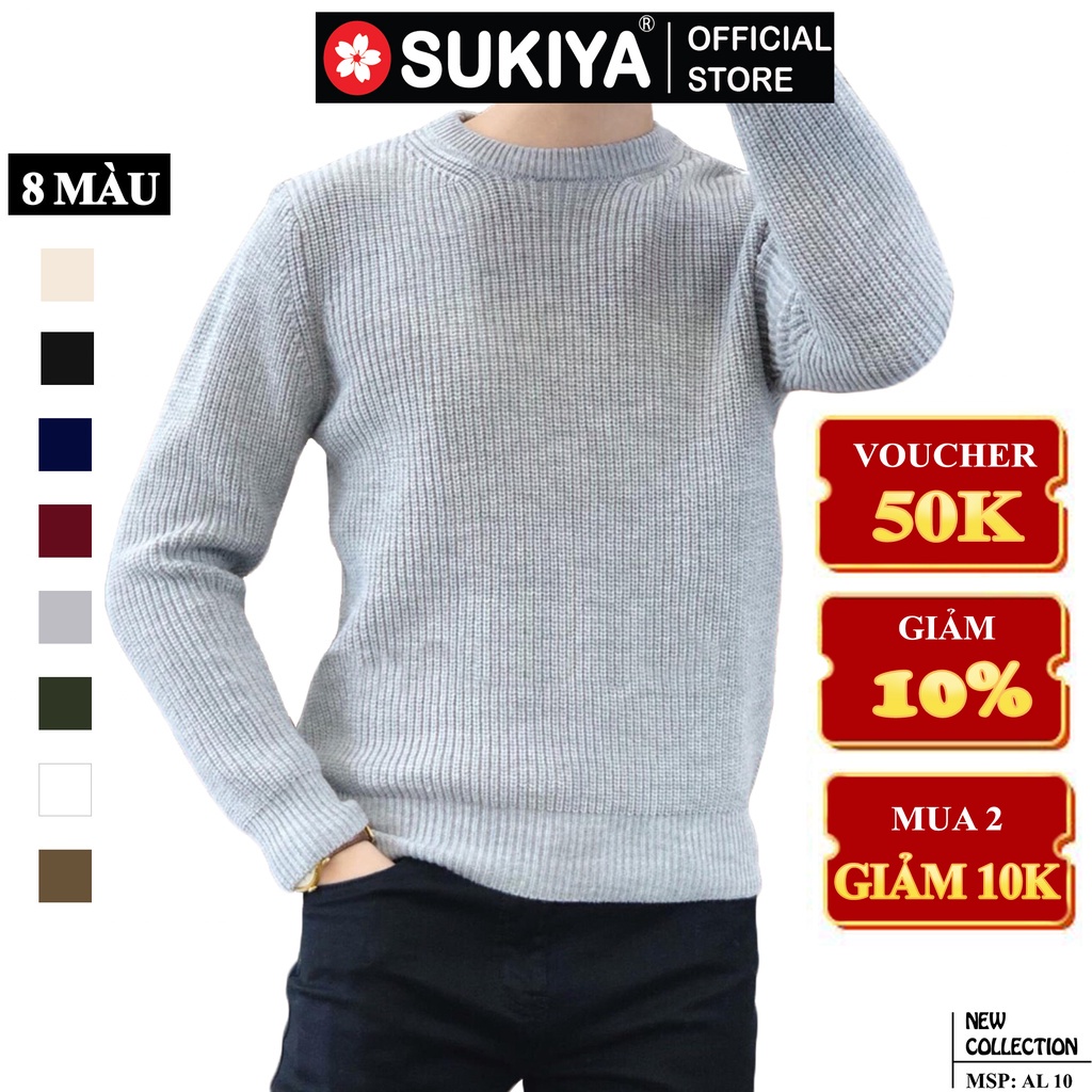(SHOP XINH) Áo Len Nam cổ tròn hàng hiệu SUKIYA Chất dày dặn Fom Hàn Quốc đẹp AL10
