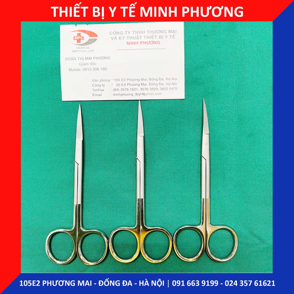 Kéo cắt chỉ y tế 12cm thẳng - cong mạ bạc CN Đức