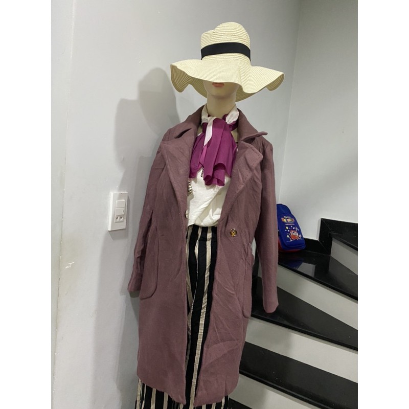 áo khoát dạ dáng dài màu nâu