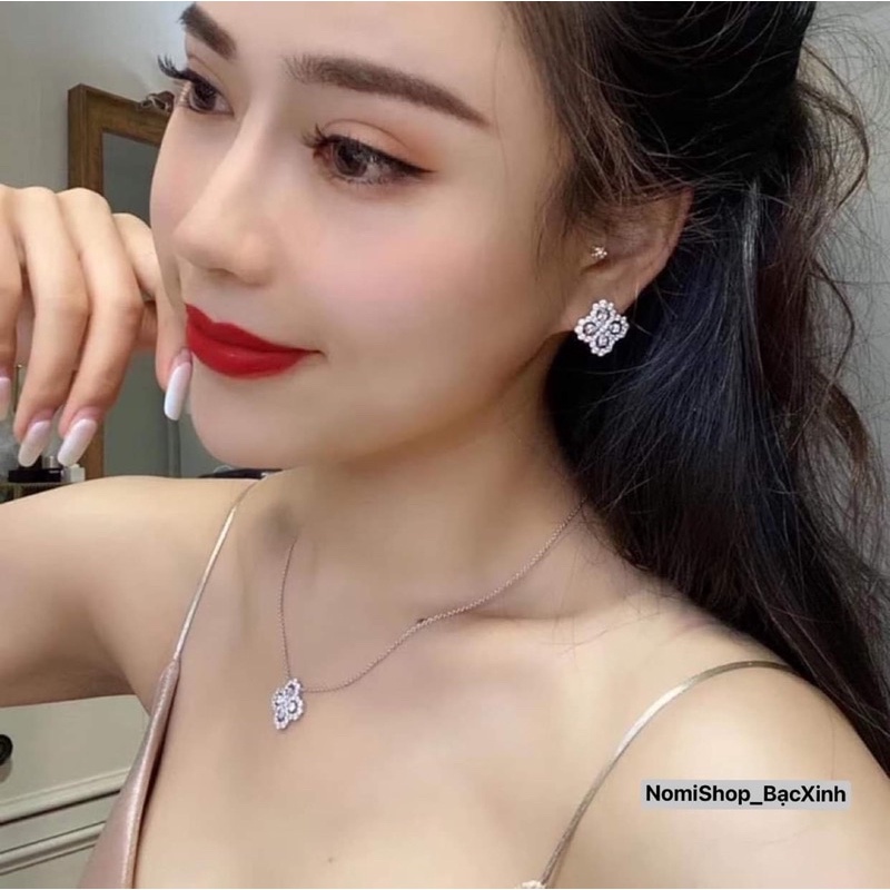 Set bạc 4 lá đính đá mới siêu xinh, lấp lánh nhẹ nhàng sang xịn Mainomi Shop Bạc Xinh