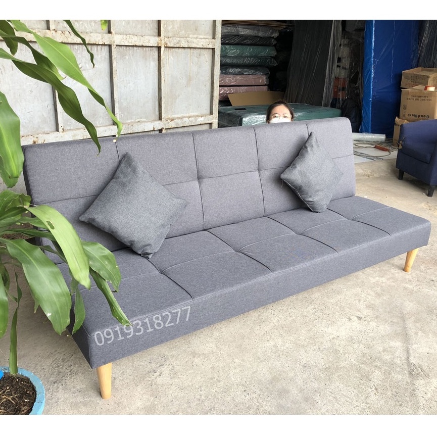 Ghế Sofa Bed  Kích Thước Lớn 1m9 x 1m1 Nằm Ngủ 2 Người - 5 Chân Gỗ Tự Nhiên