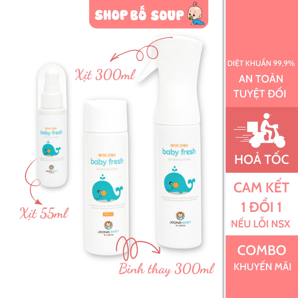 Xịt diệt khuẩn, khử mùi cho đồ chơi, bình sữa, núm ti giả Baby Fresh an toàn cho bé