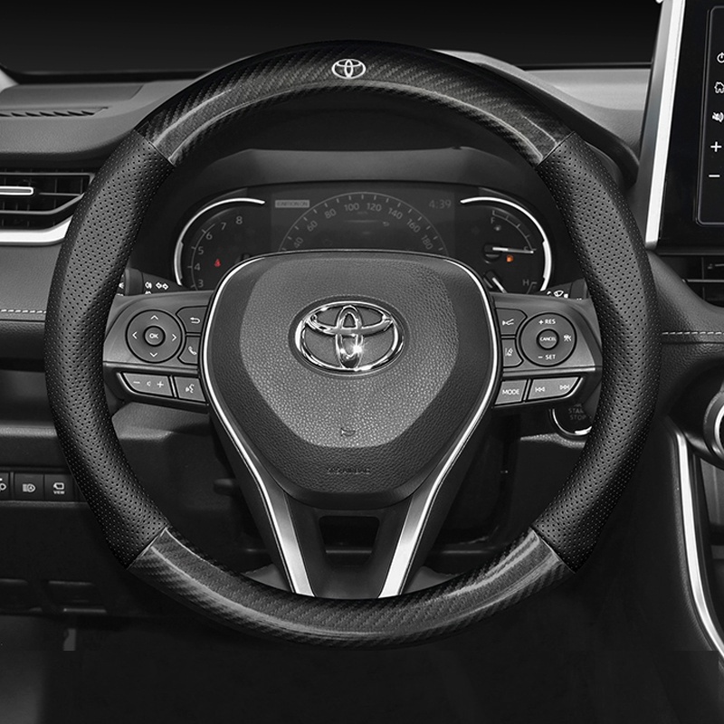 Vỏ Bọc Vô Lăng Bằng Sợi Carbon Cao Cấp Cho Xe Hơi Toyota Avanza Rush Kijiang Innova Calya Razie Yaris Corolla