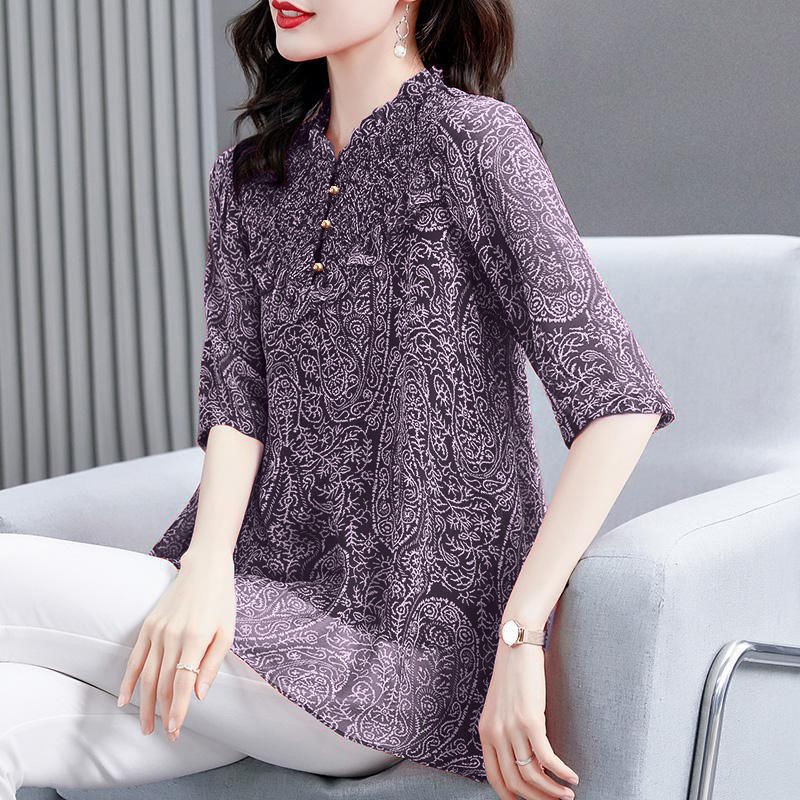 áo sơ mi voan hoa, ngọt ngào và rộng rãi, cỡ lớn nhỏ, khoác kiểu tây cao cấp dành cho nữYY
