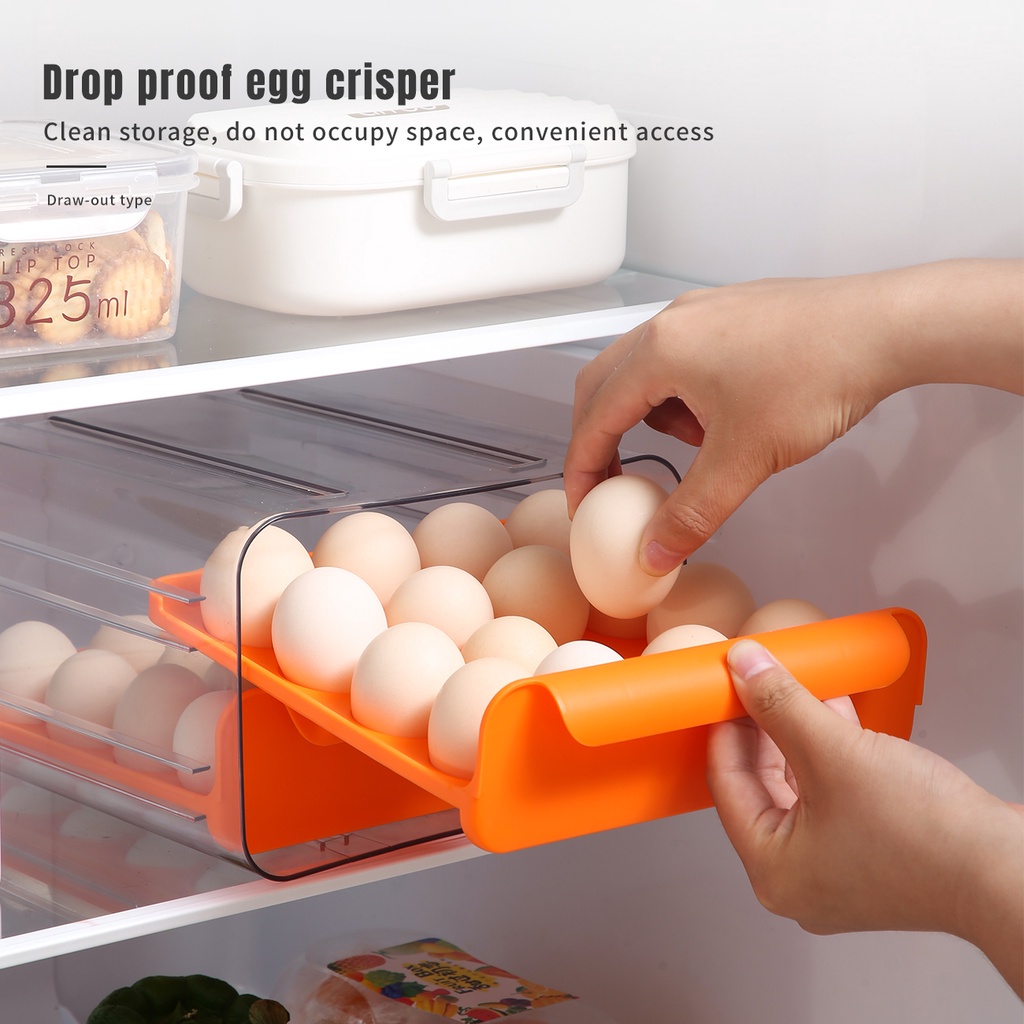 Hộp Đựng Trứng JUJIAJIA Thiết Kế Ngăn Đựng Dạng Kéo Sức Chứa Lớn Cho Tủ Lạnh