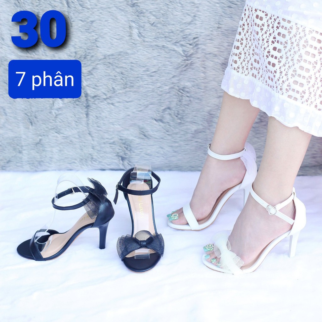 Sandal Nữ Cao Gót 9p Phân Gót Nhọn Quai Nơ Dễ Thương - MS 030