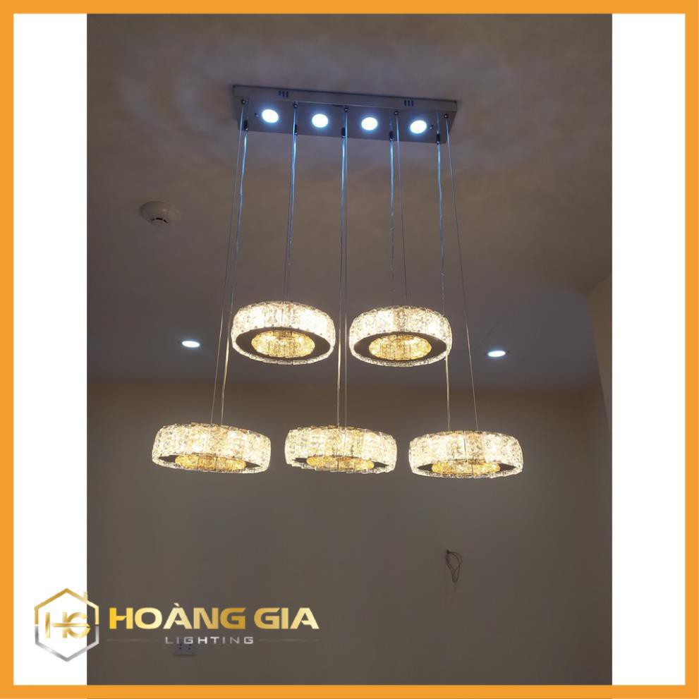 Đèn Thả Trần - Bộ Đèn Thả 5 Vòng Pha Lê Cao Cấp Phong Cách Hiện Đại