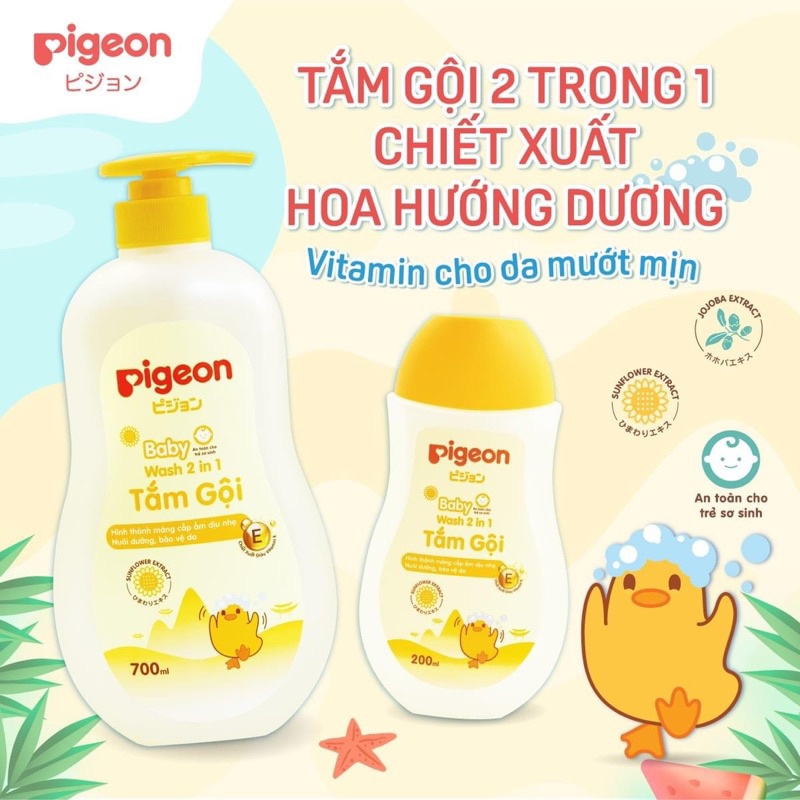 Mẫu mới Sữa tắm gội toàn thân 2in1 Pigeon 700ml [CHÍNH HÃNG]