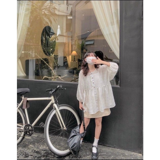 Áo Babydoll Tay Lỡ From Rộng Bầu Bí Bon Chen Chất Đũi Mềm Mát Siêu Cute